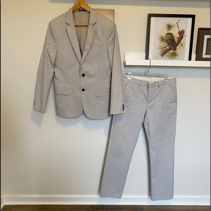 Express white gray pinstripe suit